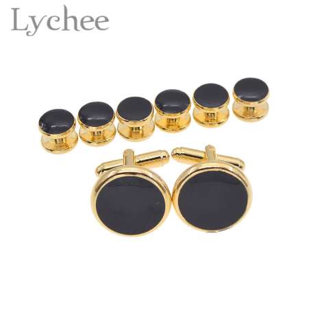 

Lychee 8pcs Multi Color Tuxedo Shirts Cufflinks Cuff Studs Set Cuff Link for Men's Shirt Wedding Jewelry