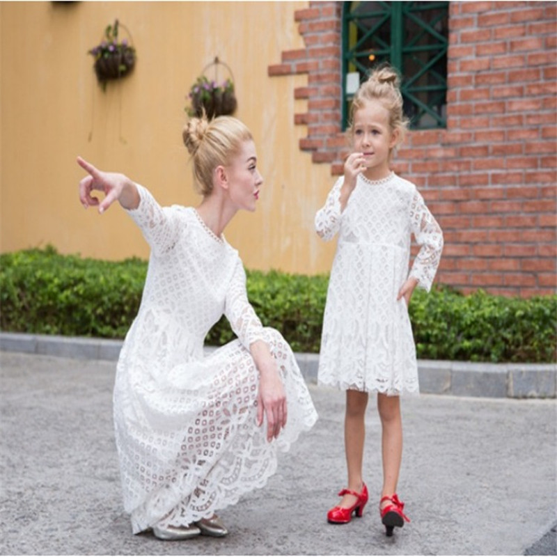 mother daughter matching white dresses