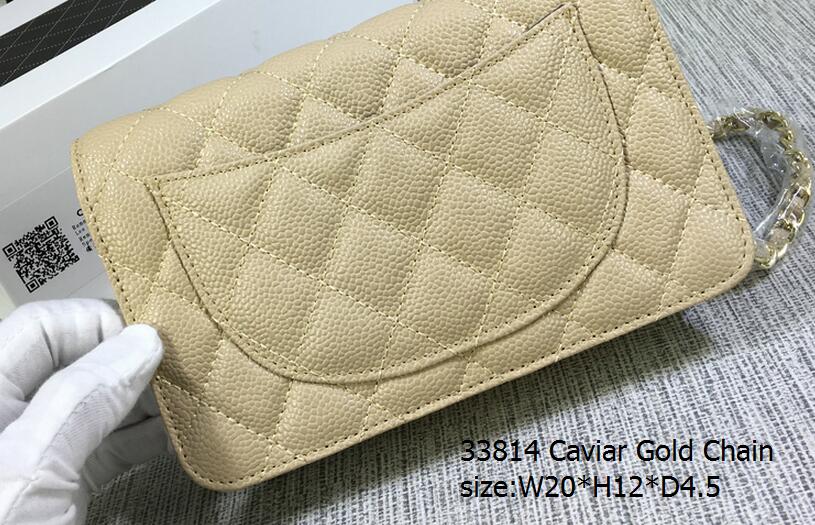 beige Caviar Leather Gold HW