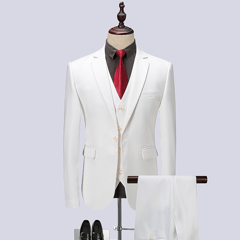 

3pc Suit Men High Quality White Slim Fit Wedding Suits For Men Business Formal Wear One Button Gentlement Tuxedo Party Dress 6XL