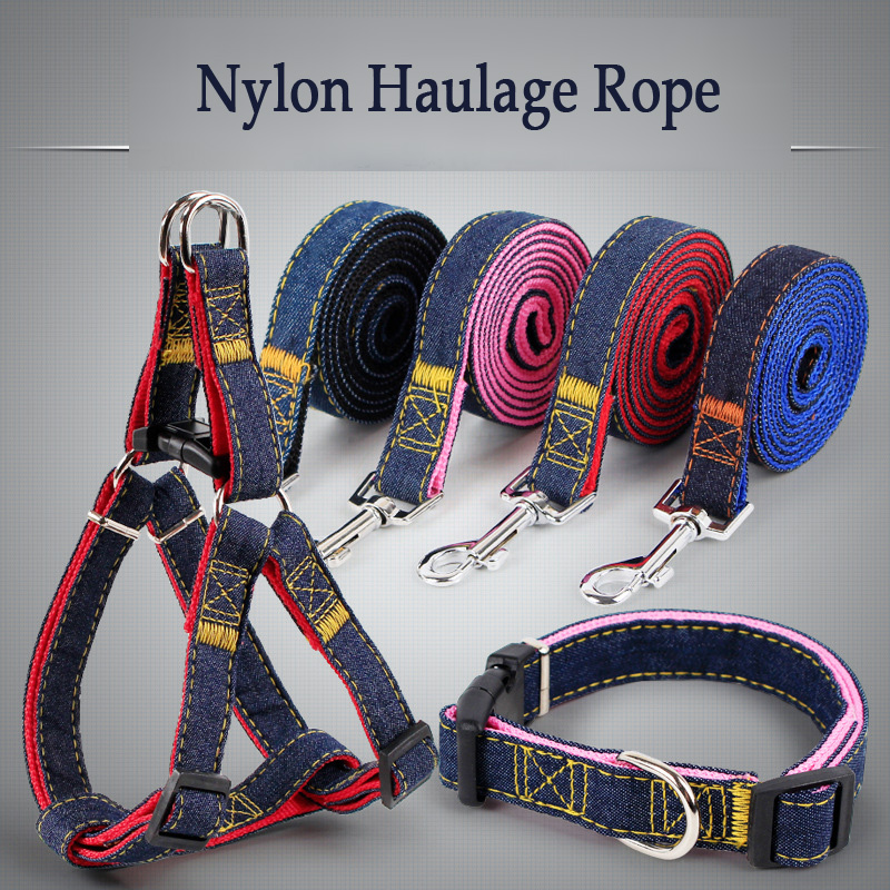 

1.2m Cowboy seams nylon haulage rope Traction Rope For Dog Pet thickening Wear-resisting Dog rope + Chest Belt Leashes