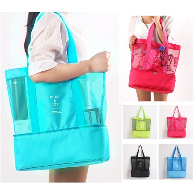 

Mulifunction Lunch bag Insulated Cooler Picnic Handbag Outdoor Travel Beach bags Kitchenware Makeup Storage Bags Mesh Tote students bags, As the picture show