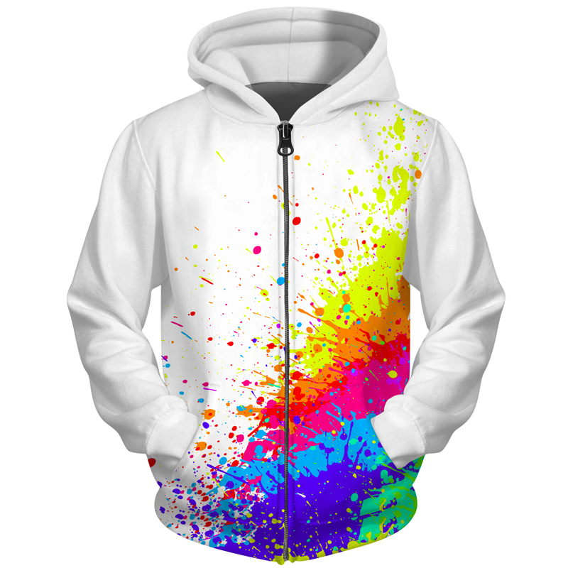 

Cloudstyle Paint Hoodies Zipper Men Women 3D Print Sweatshirt Hip Hop Loose Pullover Male Zip Hoodie Dye Tracksuit Tops, Zipper hoody