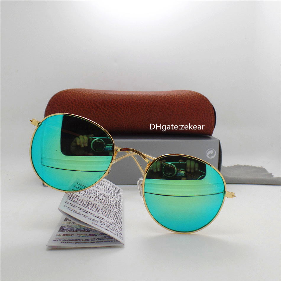 

High Quality Stained glass Lens Men Women Sunglasses UV400 Brand Eyewear Metal Frame Size Big Frame Retro Driver Goggles With Box Case, White;black