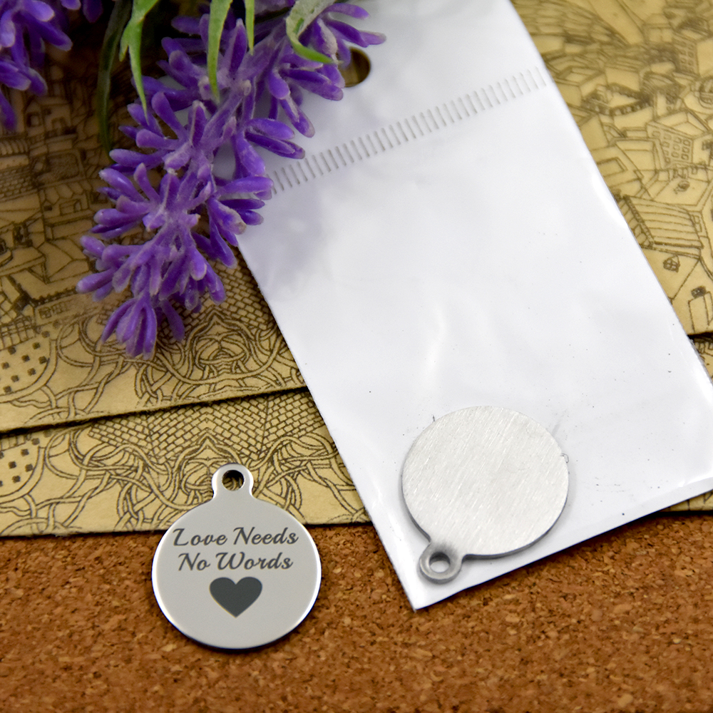 Breloques en acier inoxydable, 40 pièces, "l'amour n'a pas besoin de mots", plus de style pour choisir des pendentifs pour collier, breloques à f
