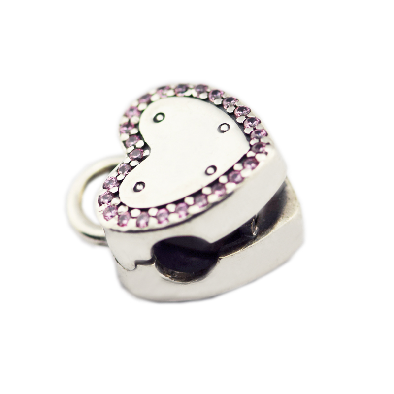 2018 Spring 925 Sterling Silver Jewelry Lock Your Promise Clip Charms Original Beads Fits women Jewelry Making Pandora Bracelets-image-414413176