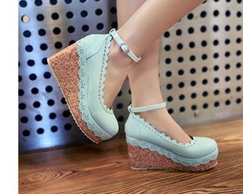 

Free send 2018 new style spring Slope heel waterproof table round head Shallow mouth Thick bottom women's shoes, Black