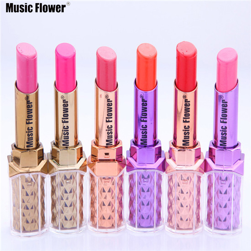 

Music Flower New 12 colors Fashion Makeup Bright Lipstick Waterproof Long Lasting Baby Pink Miosturizer Lipstick