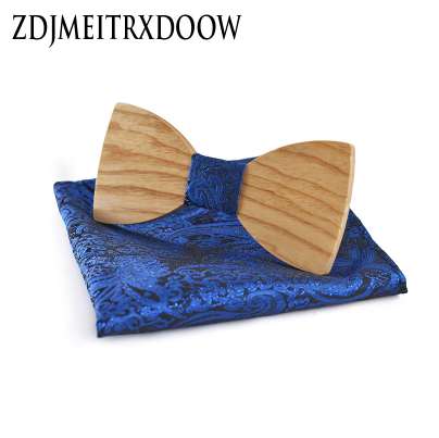 

Christmas gift Wedding Wooden Bow Ties With Hanky Set Ties For Men DIY Design Mens Pocket Square Wood tie Gravata bowties