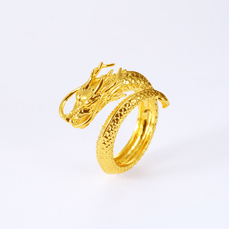 Dragon Ring Band Cool Mens Jewelry Hip Hop Yellow Gold Filled Classic Mens Accessories Size Adjust-image-413573804