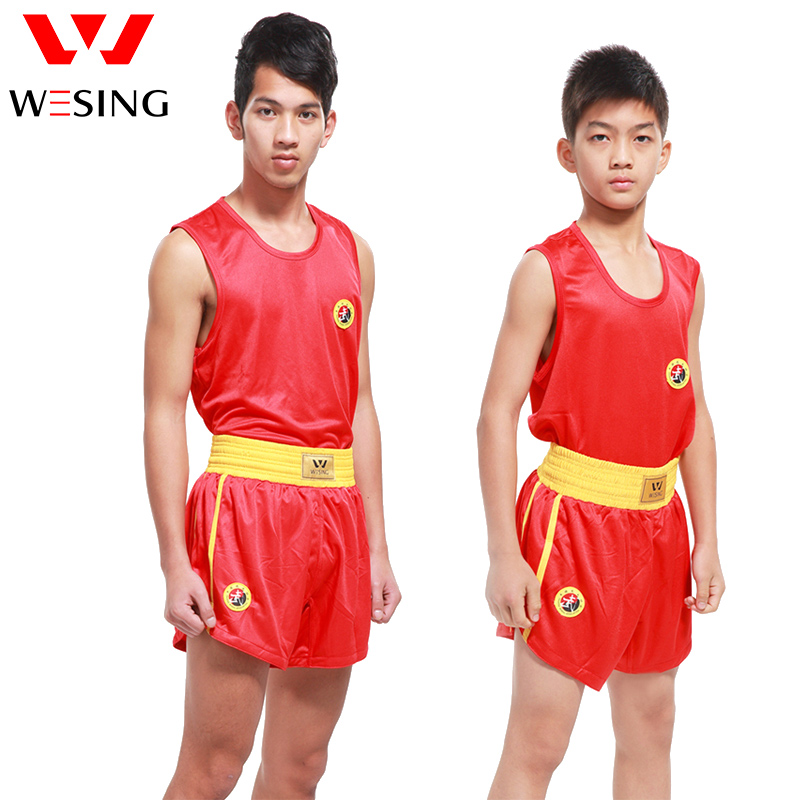 

wesing Sanda Suit Kung Fu Boxing Martial Arts MMA Vest Shorts Clothes, Blue