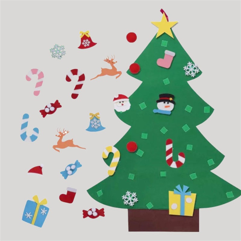 Happy Christmas Tree Handmade Diy Soft Felt Children Gift Fun Festival Decorations Classic Home Decor Hot Sale 22fq KK-image-427156418