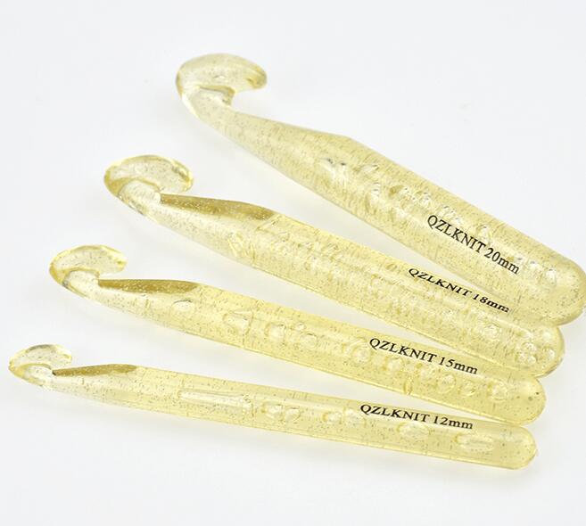 4pcs Transparent Kunststoffgriff Stricknadeln Häkelnadel Nähwerkzeuge 12mm-20mm