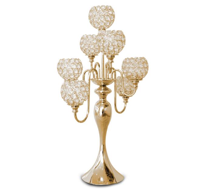 

elegant new 7 arms candelabra wedding centrepiece gold candelabra with crystal ball candelabras for wedding table decoration