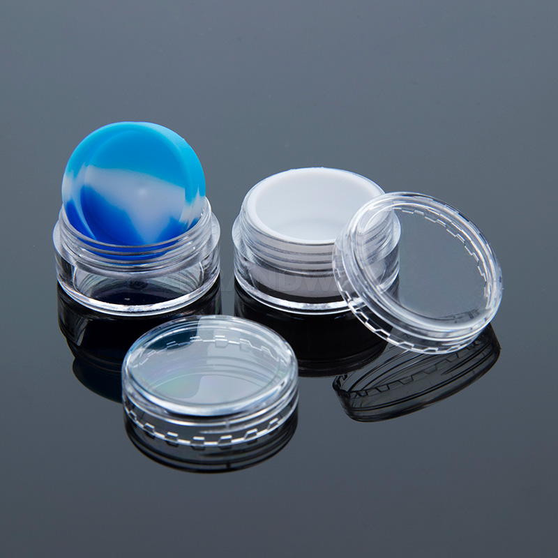

5ml Clear Multi Color Inside FDA Silicone Liner Outside Acrylic jars dab wax container with Cover Concentrate Oil Butane jars dab for Vape