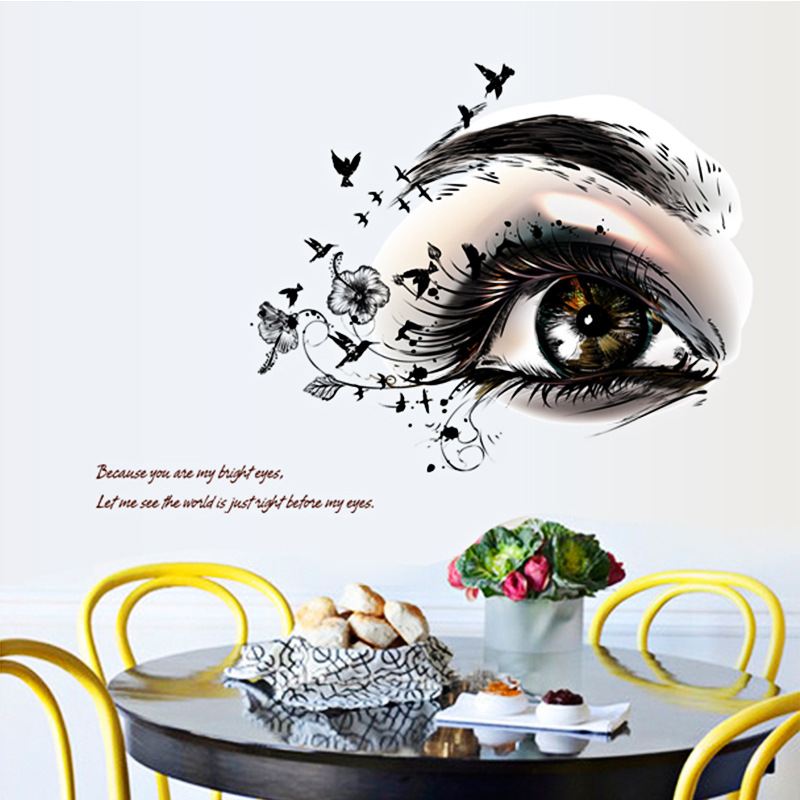 

For Decorated Lashes Salon wall PVC Transparent Stricker Carved Lash room bedroom Removable Decorating Stickers Decorate eye Stick paper