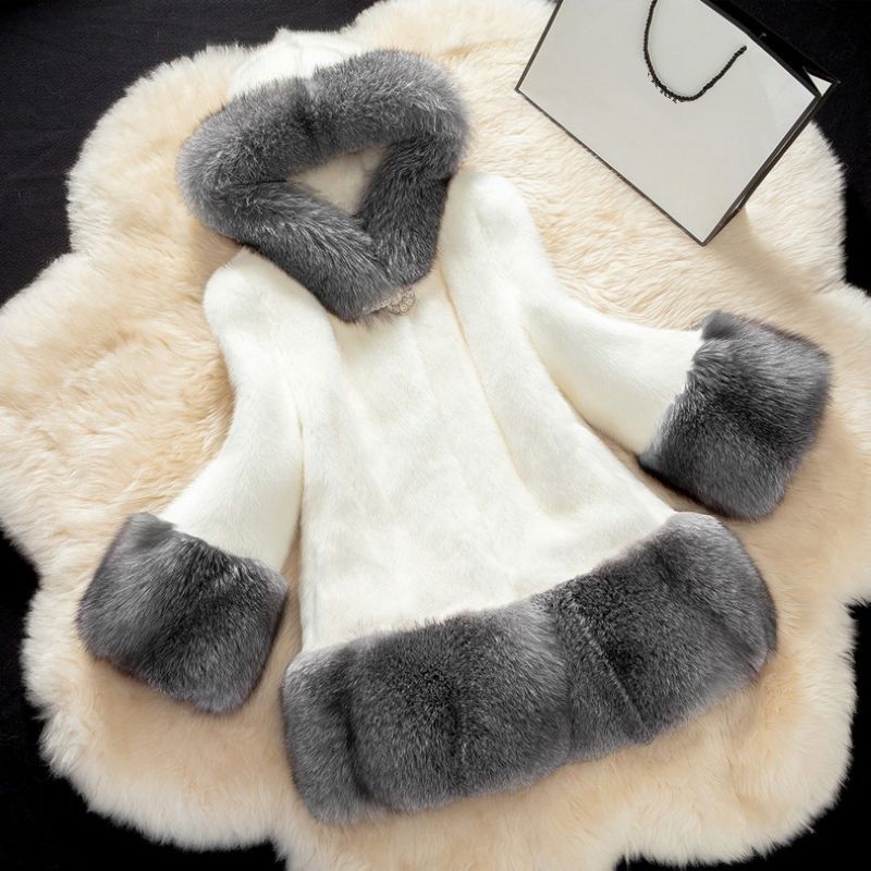 

Faux Fur Coat Hooded Women Autumn Winter Long Sleeve Fake Fur Coats Long Fluffy Coat F0412 S-3XL