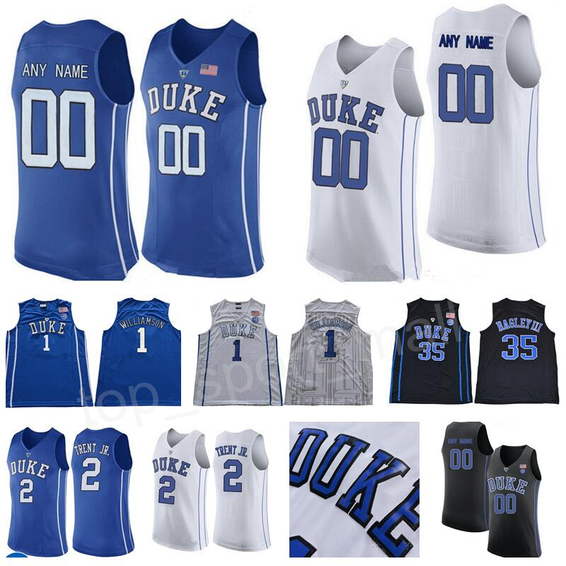 

Custom Basketball Jerseys Duke Blue Devils 1 Zion Williamson Wendell Carter Jr Trevon Gary Trent Duval RJ Barrett Reddish Tre Jones College, Black