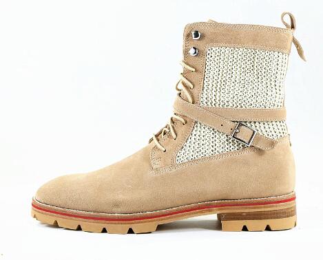 

Men's Ankle Boots Cow Suede Lace-up Military Boots Khaki Anti-skid Shoes for Men EU39-EU46, Black