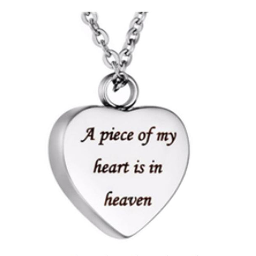 

Funeral jewelry carved writing a piece of my heart in my haven heart perfume pendant cremation stainless steel mark loved the necklace