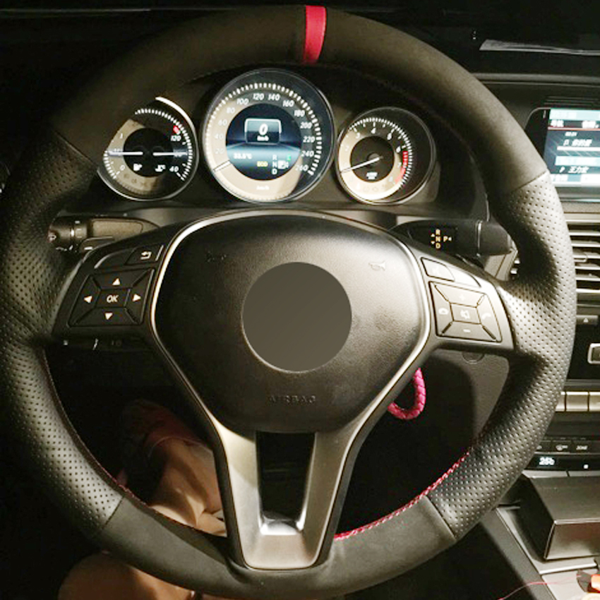 Couvre volant de voiture en cuir suède noir pour Mercedes-Benz Classe A 2013-2015 Classe B 2011-2014 Classe CLA