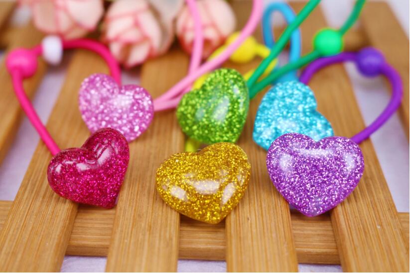 

New LOVE HEART kids Elastic Hair Bands 7 colors Mix Hair Accessories for Girls Ponytail Holder