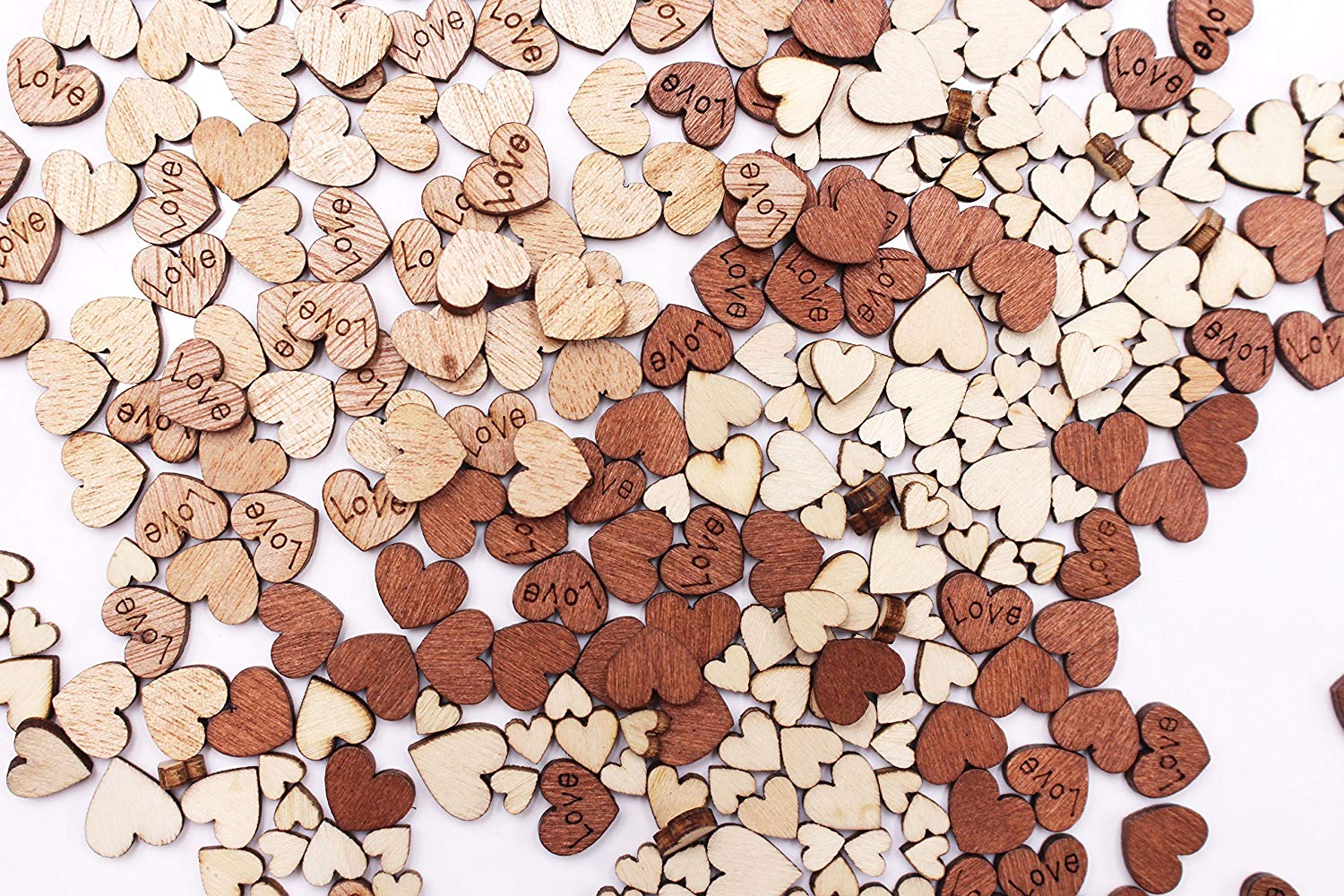 De Madera Corazones Amor Artesanía Scrapbook Adornos Confeti Boda Madera Oscura
