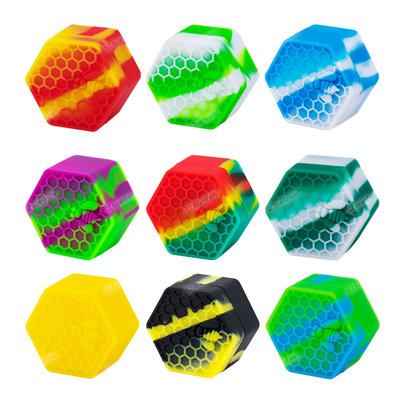 

Honeybee Hexagon Silicone Container nonstick silicone Jars 26ML Wax Container For Oil Crumble Honey Wax Silicone Jars Dab Free Shipping