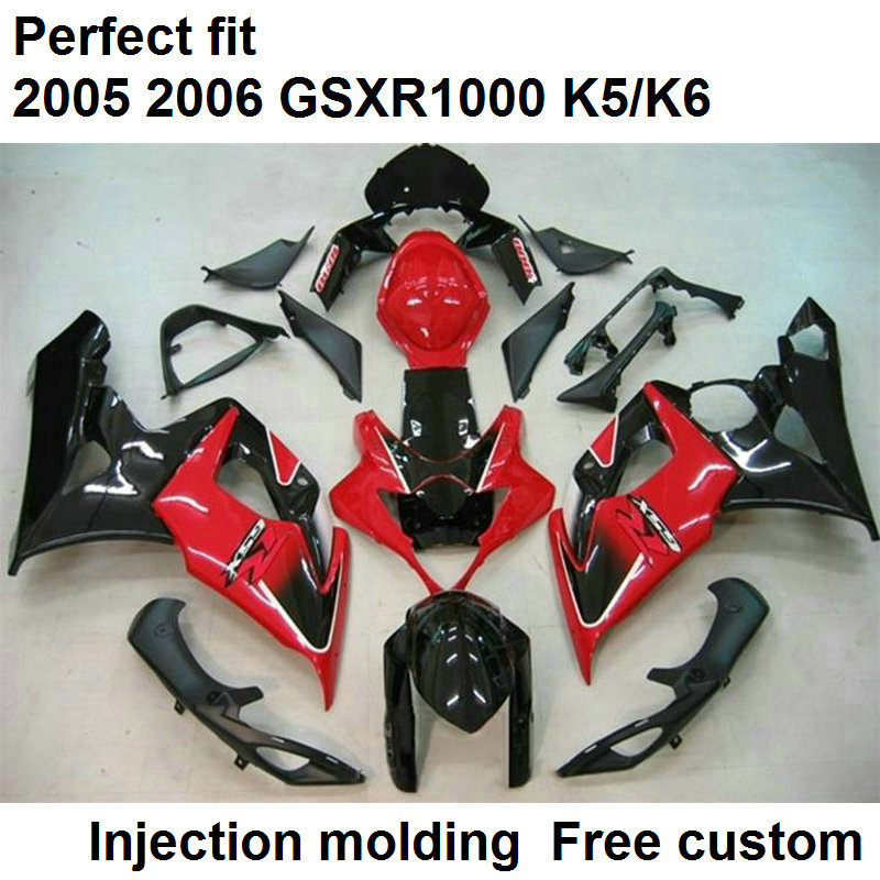 

Hot sale fairings for Suzuki GSXR1000 2005 2006 red black injection molded fairing kit GSXR1000 05 06 DF32, Same as picture