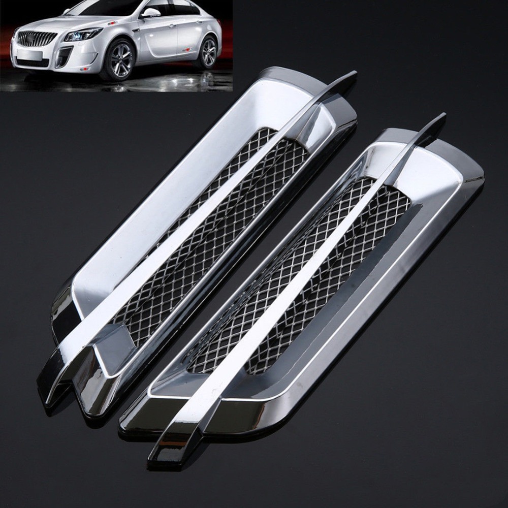 1 Par Coche Cromo tiburón Gill 3D ventilación de flujo de aire Fender Pegatina Calcomanía De Faros