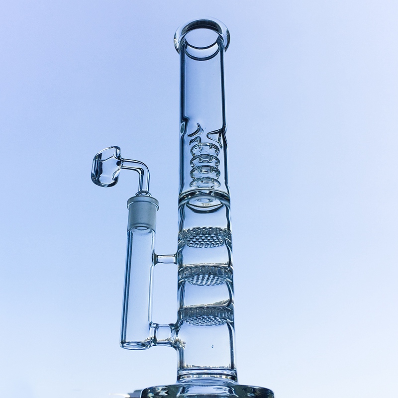 

Straight Tube Glass Bong Triple Dab Rig Birdcage Perc Hookahs Water Pipes Oil Rigs Bongs For Smoking With Banger Bowl HR316