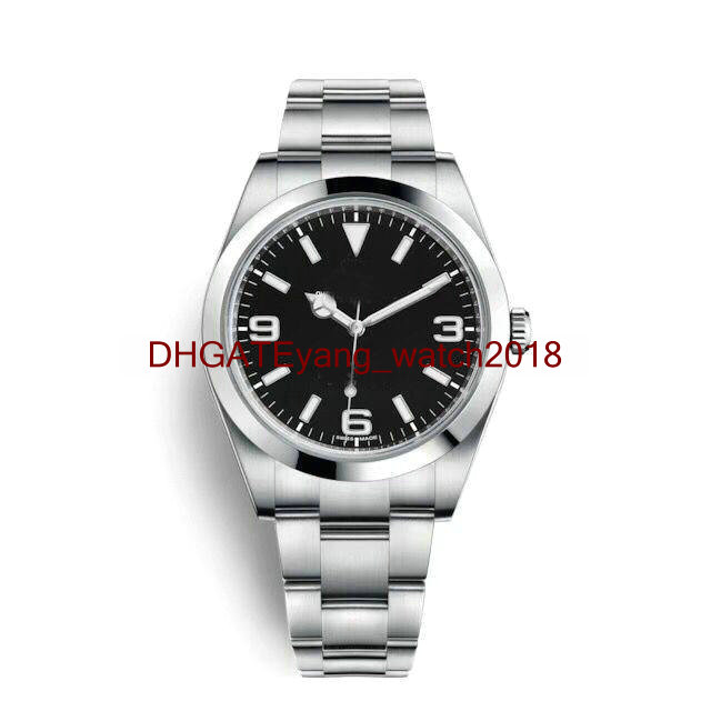 

2018 luxury watch mens watches Stainless steel strap AIR KING Black white dial green pointer automatic movment Sapphire glass mirror men's w
