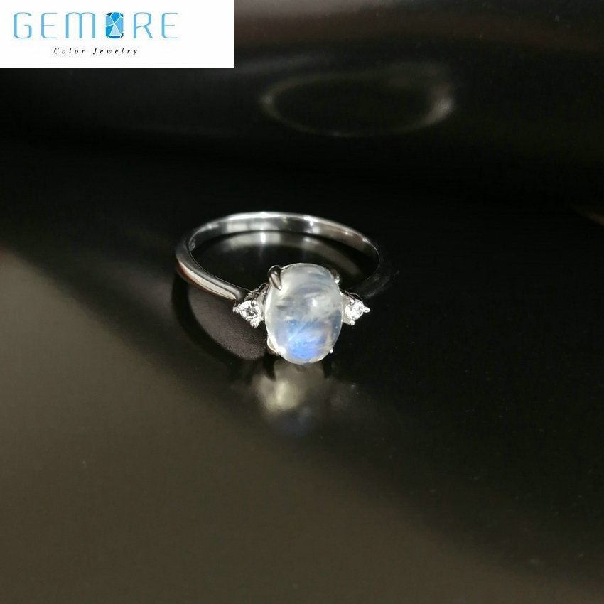 Luna Luna Blanca Piedra Anillo de plata esterlina