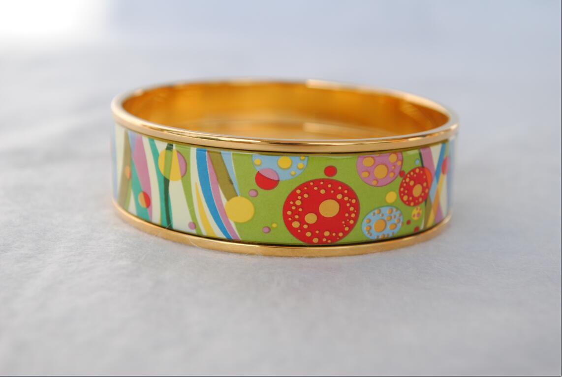 

Flower of Love Series 18K gold-plated enamel bangle bracelet for woman Top quality bracelets bangles width 20 mm Fashion jewelry