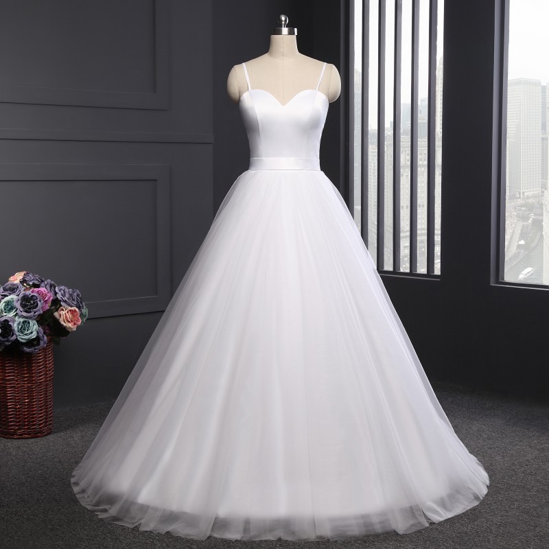

Spaghetti Strap Beach Wedding Dresses 2018 LORIE Vestido Noiva Praia Simple White Tulle Casamento Bridal Gowns Custom Made, Pink