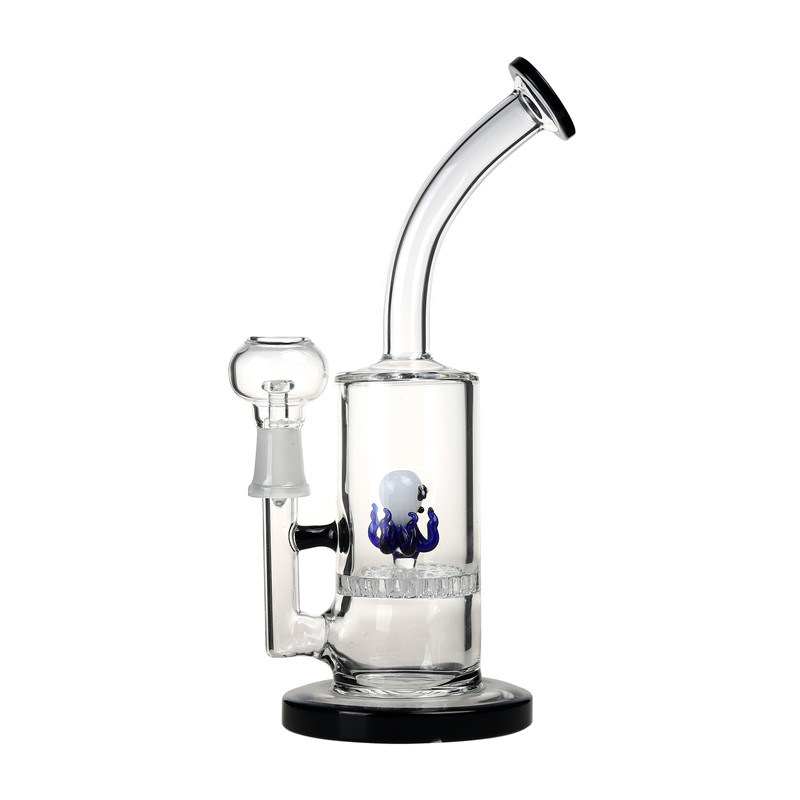 

2018 Exquisite Glass Water Pipe One Honeycomb Octopus Glass Bong Oil RIgs 14mm Height Is 21cm