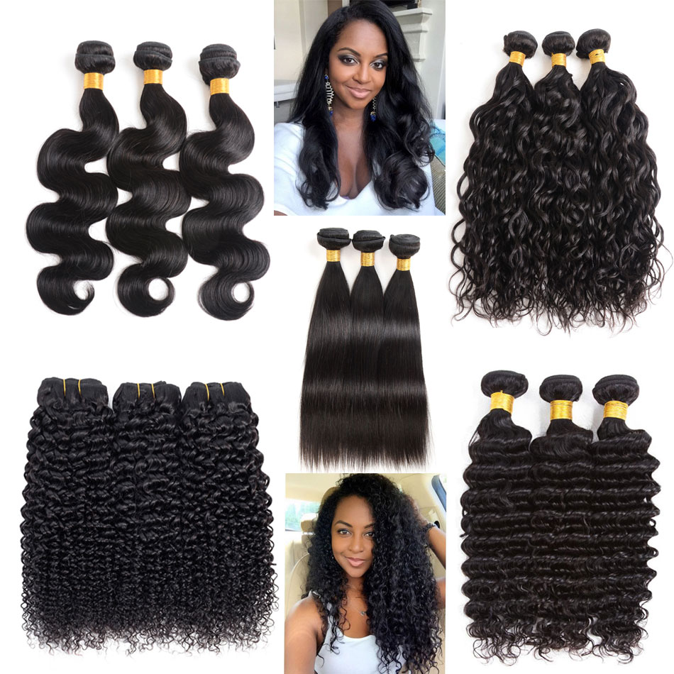 

Brazilian Virgin Hair 3 Bundles Body Wave Straight Water Wave Deep Wave Kinky Curly 8A Peruvian Malaysian Indian Human Hair Weave Bundles