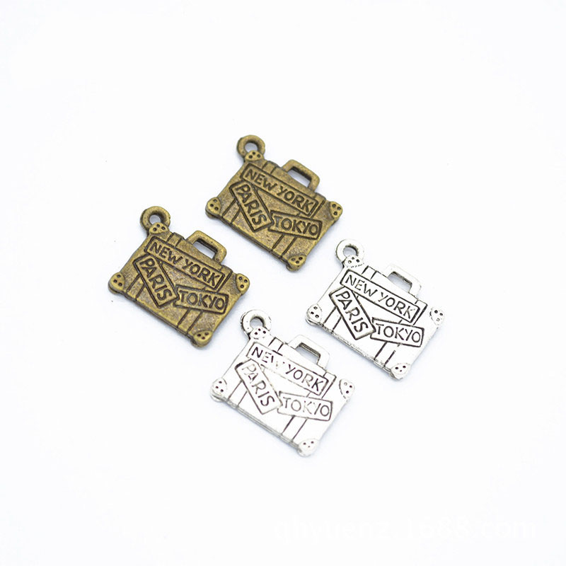 

Bulk 300 pcs Luggage Charms Antique Silver & bronze 2 Sided Suitcase charms pendant 13*17mm free shipping