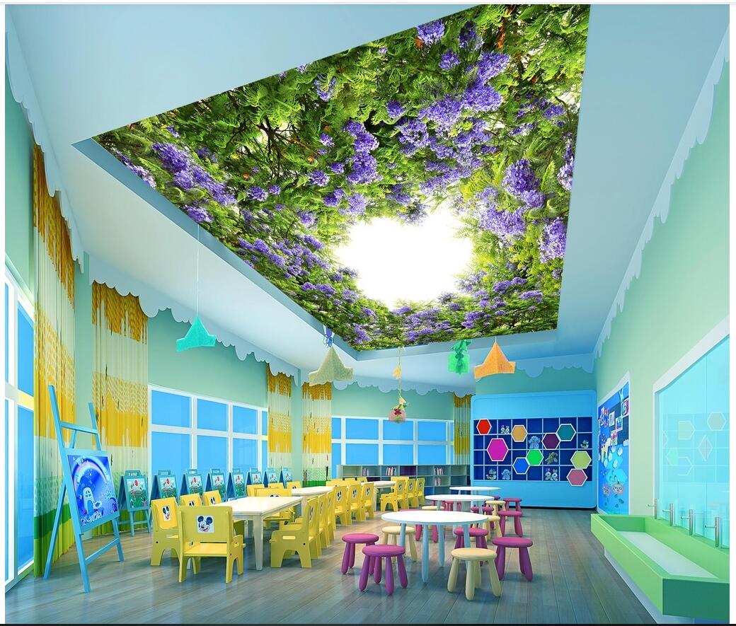 

3d ceiling murals wallpaper custom photo non-woven mural fresco with ceiling suspended from, Purple
