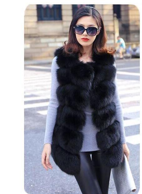 Wholesale-High quality Faux Fox Fur Vest Women Winter Fashion Luxury Women's Coat Jacket Pink Gilet Veste Fourrure Femme