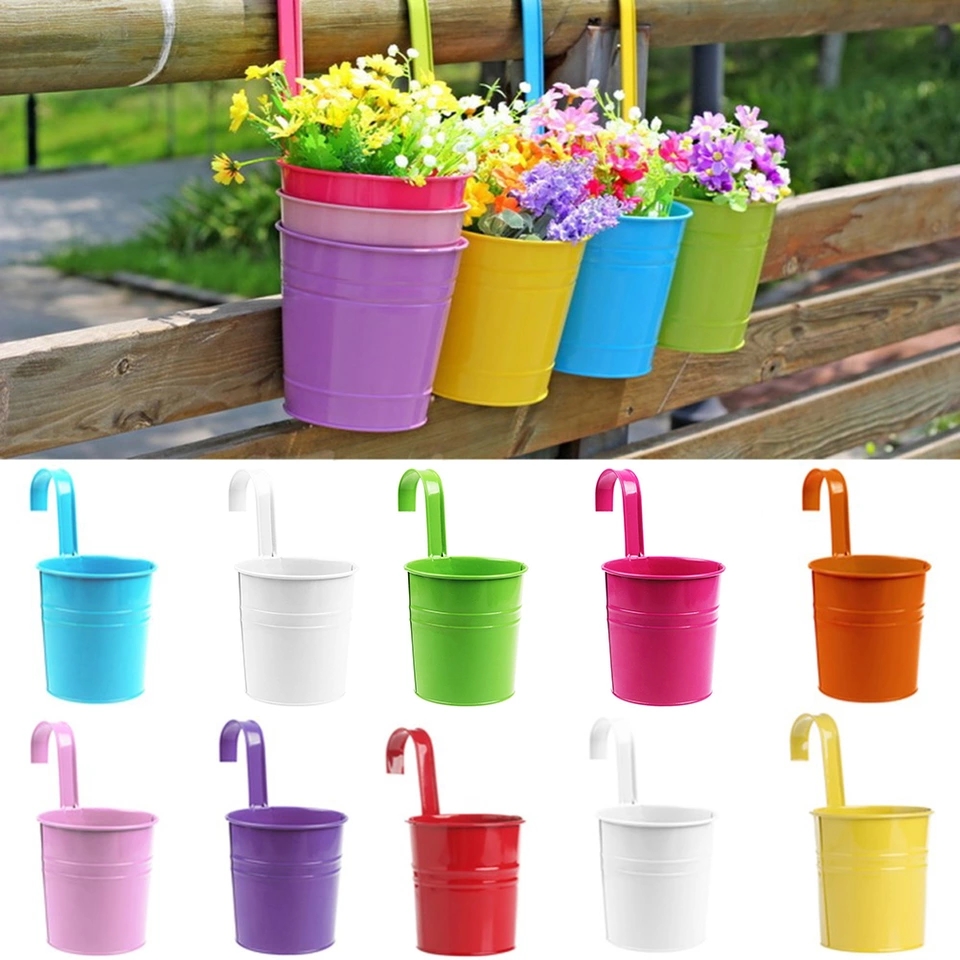 

Metal Iron Flower Pot Vase Hanging Balcony Garden Planter Home Decor
