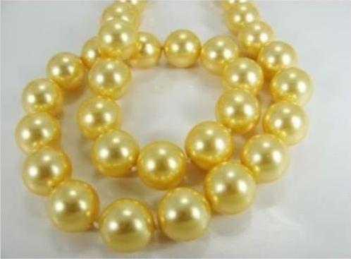 

GENUINE SOUTH SEA 9-10 mm GOLDEN NATURAL PEARL NECKLACE 18" GOLD CLASP, Silver
