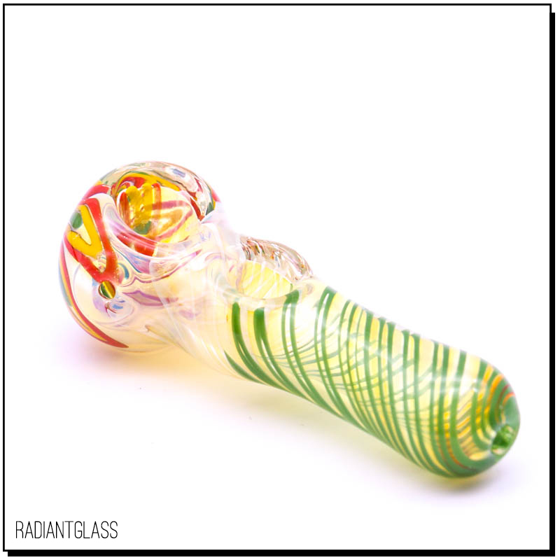 

Double bowls glass pipe spoon smoking hand pipes with Jamaican style marble pocket