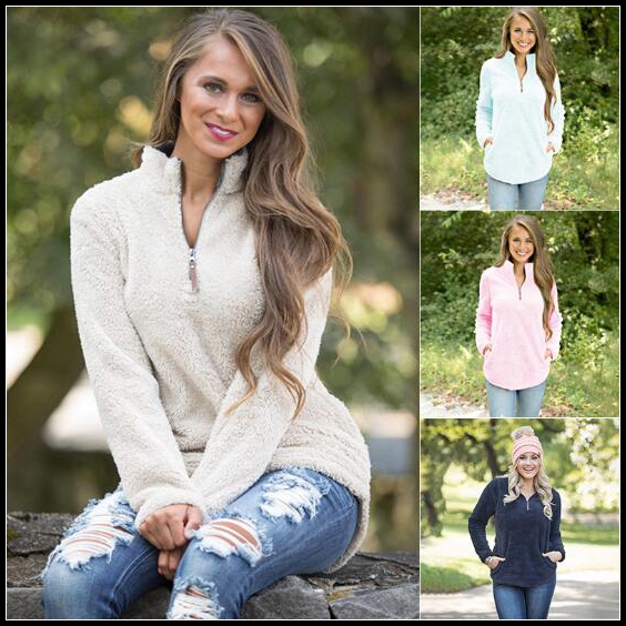 

4 Colors Casual Women Hoodies Sweatshirts Long Sleeve Zipper Loose Shirts Large Size Tracksuit Hoodies Autumn Winter Hoodies CCA8430 20pcs, As picture