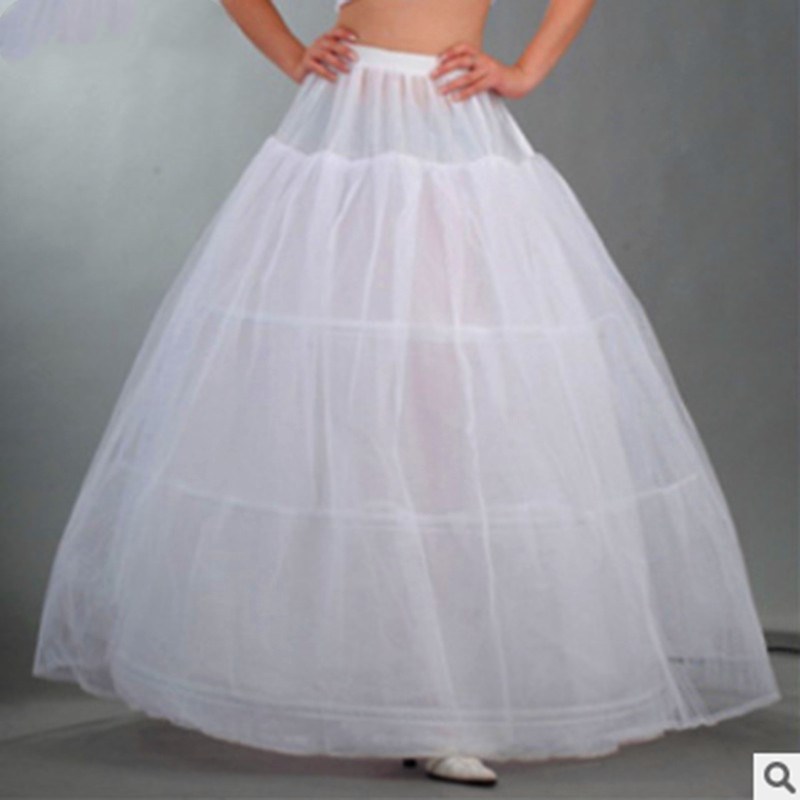 

Wholesale-2015 New Underskirt Hot Sale 3 Hoop Ball Gown Bone Full Crinoline Petticoats for Wedding Dress Skirt Accessories Slip In Stock, White