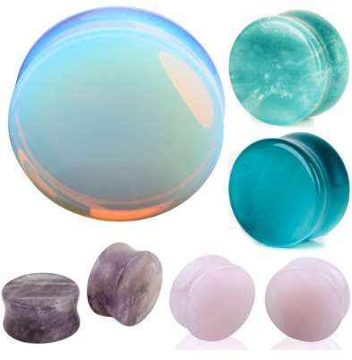 

NEW Ear Expander Ear Piercing 1 Pair of Opalite Stone Ear Plugs Tunnels Gauges Expander Body Piercing Jewelry