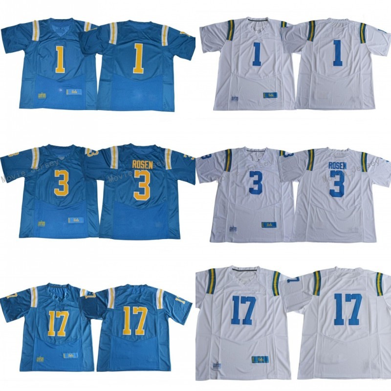 

NCAA UCLA Bruins Football Jerseys College Men 1 Soso Jamabo 3 Josh Rosen 8 Troy Aikman 17 Christian Pabico Stitched Team Blue White PAC 12, As