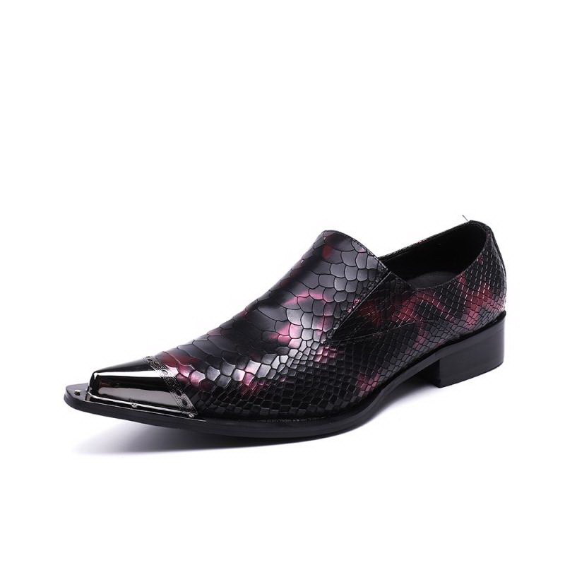 

Luxury Men Leisure Leather Shoes Designer Python Snake Pattern Slip On Flat Shoes For Men Party Shoes Metal Charm 38-46, Purple