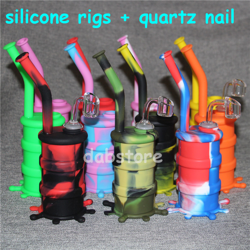

hookahs Mini silicone dab rig with quartz nails Water Pipe glass bongs