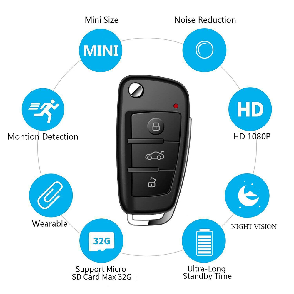 

32GB memory built-in Car Key Camera Full HD 1920*1080P MOTION ACTIVATED With IR camera Car Key Camcorder Mini DV DVR cam PQ193